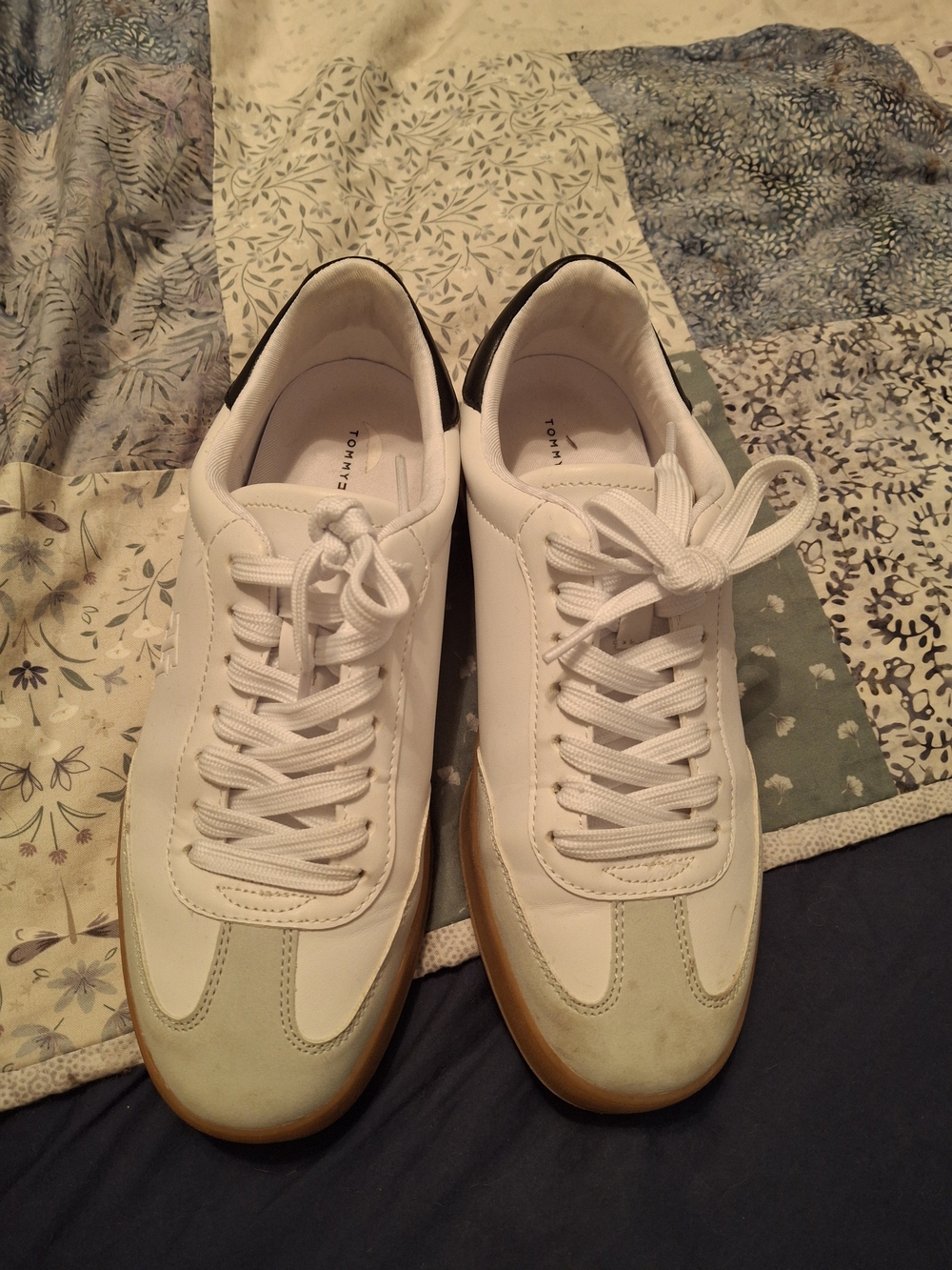 Tommy Hilfiger White & Tan Women's Leather Sneakers